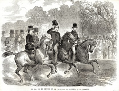 Le Prince et la Princesse de Galles lors d'un voyage à Copenhague, en 1864.