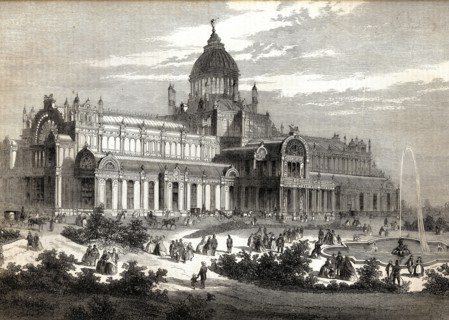 1864. Le nouveau palais de l'Industrie, à Amsterdam. Pays-Bas.