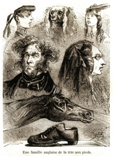 Caricature. La vie quotidienne des Anglais. Angleterre. La famille anglaise  (1864).