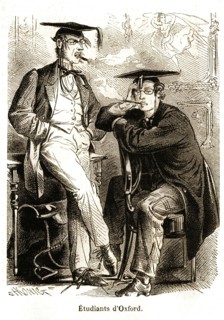 Caricature. La vie quotidienne des Anglais. Angleterre. Etudiants d'Oxford (1864).