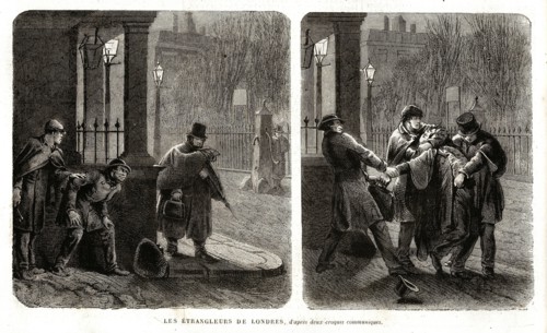 Angletrerre. Caricature. La vie quotidienne des Anglais. Les Etrangleurs de Londres.