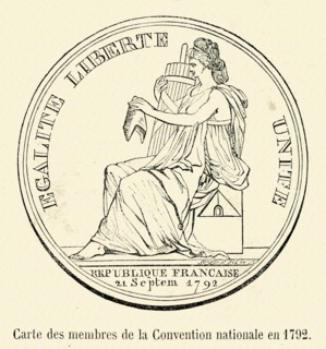 Révolution. Carte des membres de la Convention en 1792. Gravure 19e.