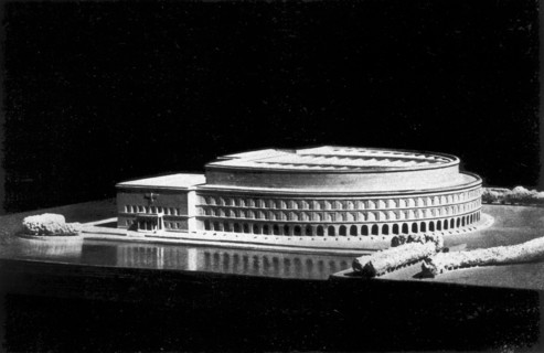 Adolf Hitler. Entwurf für die Kongreßhalle auf dem Reichparteitaggelände in Nürnberg. Maquette du