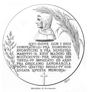 Médaillon de Savonarole. Gravure.