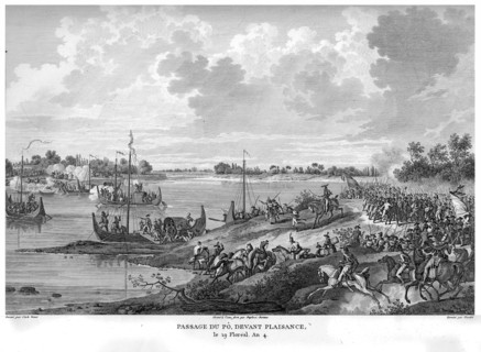 Epopée napoléonienne. Napoléon 1er. Passage du Pô, devant Plaisance, le 19 Floréal de l'An IV.