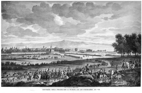 Epopée napoléonienne. Napoléon 1er. Entrée des Français à Turin, le 20 Frimaire de l'An VII. Italie