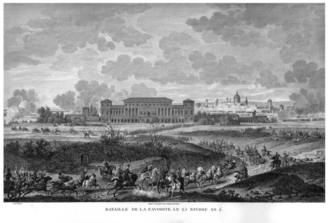 Epopée napoléonienne. Napoléon 1er. Bataille de la Favorite, le 25 Nivôse de l'An V. Italie.