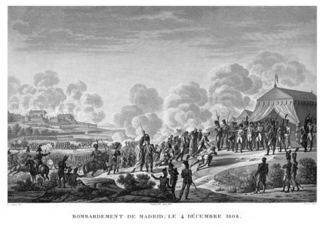 Epopée napoléonienne. Napoléon 1er. Bombardement de Madrid, le 4 décembre 1808.