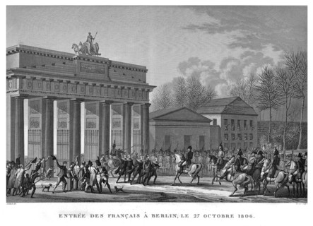 Epopée napoléonienne. Napoléon 1er. Entrée des Français à Berlin, le 27 octobre 1806.