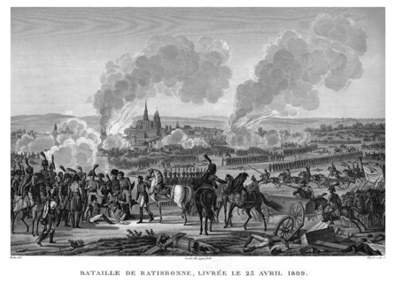 Epopée napoléonienne. Napoléon 1er. Bataille de Ratisbonne, livrée le 23 avril 1809.