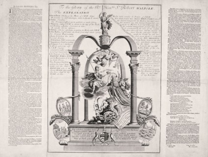 To the Glory of the Rt Honble Sr Robert Walpole', 1730. Artist: F Dumouchel