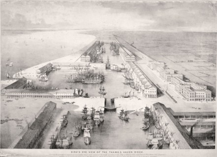 Thames Haven Dock, London, c1830. Artist: Thomas Allom