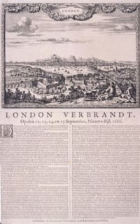 The Great Fire of London, 1666. Artist: Pieter Hendrickcz Schut