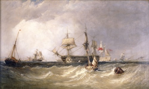 'Men-of-War off Portsmouth', Hampshire, 1855. Artist: Clarkson Stanfield