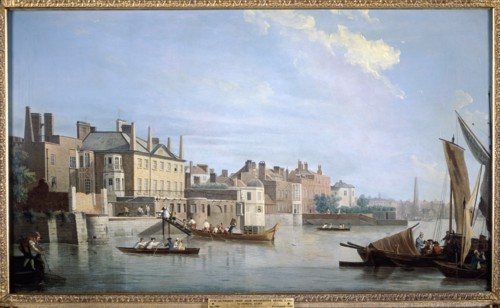 The Thames with Montagu House, from near Westminster Bridge, London, 1749. Artist: Samuel Scott