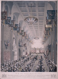 Banquet for Queen Victoria at the Guildhall, London, 1837. Creator: Richard Gilson Reeve.