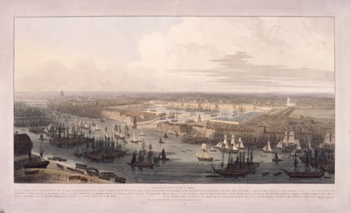 London Docks, 1803. Artist: William Daniell
