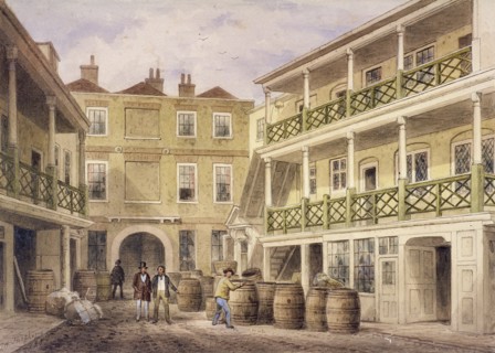 Bell Inn, Aldersgate Street, London, 1857. Artist: Thomas Hosmer Shepherd