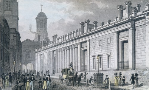 Bank of England, Threadneedle Street, London, 1828. Artist: W Wallis