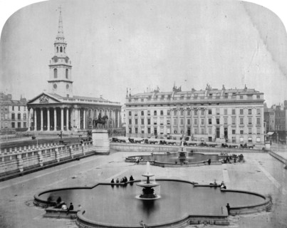 A view eastwards across Trafalgar Square, London, c1850