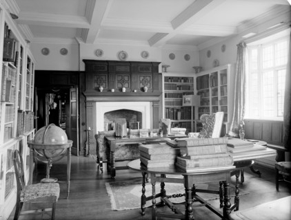 The library at Pitchford Hall, Shropshire, 1959