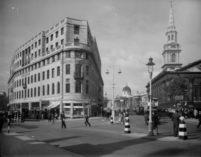 Junction of the Strand and Duncannon Street, Westminster, London, 1957