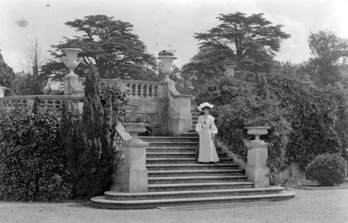 Woman posing at Park Place, Remenham, Berkshire, c1900