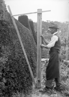 A gardener in the grounds of Great Dixter, East Sussex, c1919-c1933