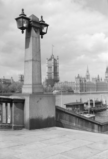 View across the River Thames towards the Palace of Westminster, London, c1945-c1965