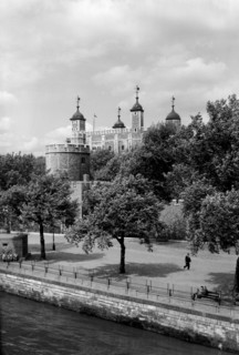 Tower of London from Tower Bridge, London, c1945-c1965
