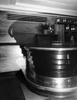 Detail of the bar in the buffet at Unilever House, London, 1930s