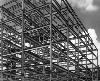 Detail view of constructional steelwork at Oxford Mansions, Bexley, London, c1920-c1935