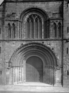 Arched doorway at St Mary, Tutbury, Staffordshire, 1949