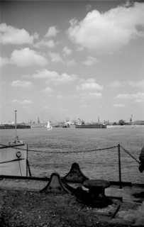 Tilbury basin and docks from the south shore, Essex, c1945-c1965