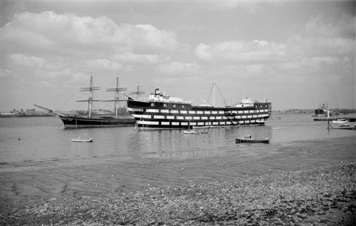 The 'Cutty Sark' and the 'Worcester', Greenhithe, Kent, c1945-c1965