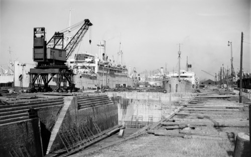 Shipping undergoing repair and overhaul, Tilbury, Essex, c1945-c1965