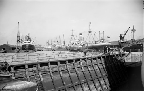 Shipping in the East Branch Dock at Tilbury, Essex, c1945-c1965