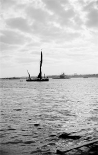 A Thames sailing barge in Gravesend Reach, Kent, c1945-c1965