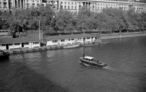 A police launch, Thames River Police station, Victoria Embankment, London, c1945-c1965