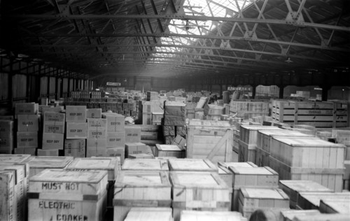 A transit shed at King George V Dock, London, c1945-c1965
