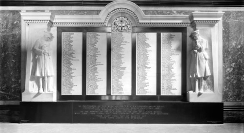 War memorial, City of London School for Boys, Victoria Embankment, City of London, 1919