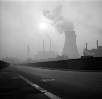 A London power station on a foggy morning, c1945-c1965