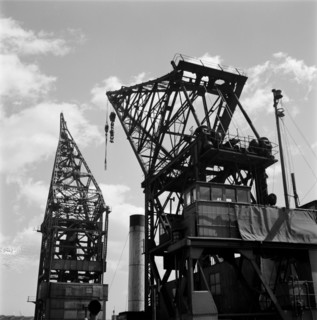Cranes in London docks, c1945-c1965