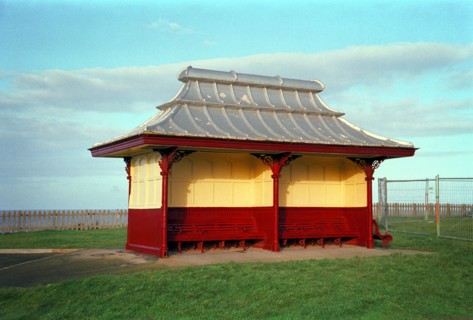 A traditional beach shelter at Blackpool, 1999