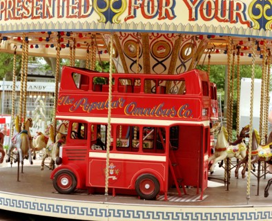 Children's carousel at a funfair in Street, Somerset, c2000
