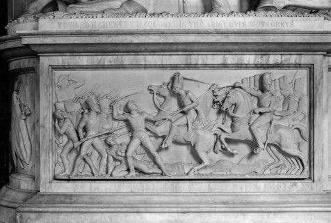 Detail of the monument to Colonel Cheney in St Luke's Church, Gaddesby, Leicestershire, c1965-c1969