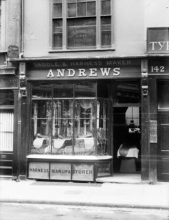 Frontage of Andrew's saddle and harness shop in High Street, Oxford, Oxfordshire, c1860-c1922
