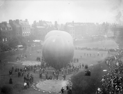 Hot air balloons at Armoury House, Finsbury, Islington, London, c1860-c1922