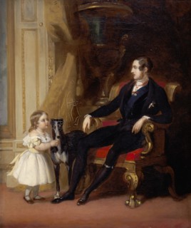 Albert Prince Consort with Princess Victoria and Eos, c1843