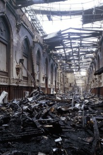 Fire damage at St George's Hall, Windsor Castle, Windsor, Berkshire, 1992
